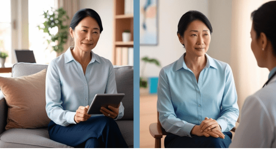 Visual comparison of telehealth enabling care versus traditional access .